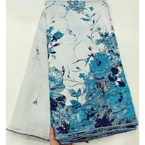 7 colors (5yards/pc) High quality brocade fabric Newest beautiful African jacquard lace fabric for party dress JZZ037