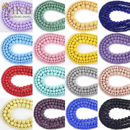 4/6/8/10/12mm Natural 23 Colors Hematite Lava Stone Matter Round Beads For Jewelry Making Spacer Loose Beads Diy Bracelet 15"