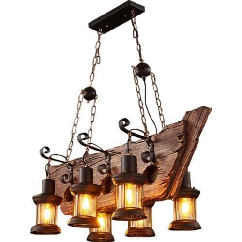 Loft Nostalgic boat wood retro to do the old theme restaurant coffee shop personalized bar counter glass chandeliers