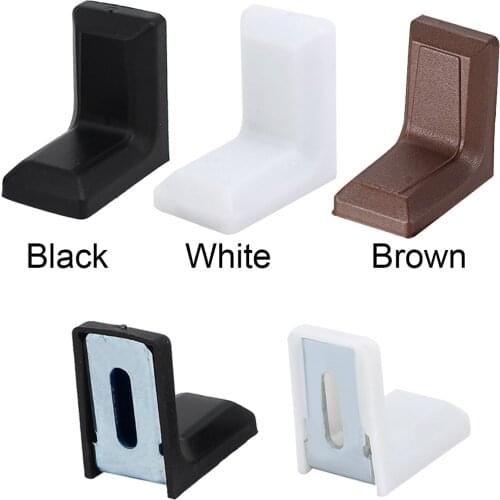 Black and White Brown Furniture Hardware Fittings 29mm x 29mm x 18mm Metal Plastic Two-hole Small Angle Code Triangular Bracket