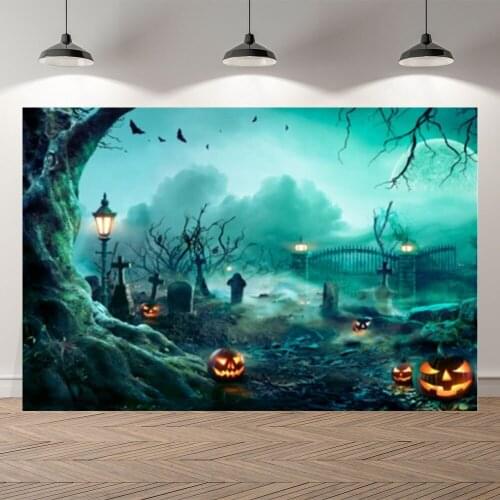 Seekpro Halloween Forest Grave Yard Spooky Night Children Photography Background Photographic Backdrop For Photo Studio Shoot