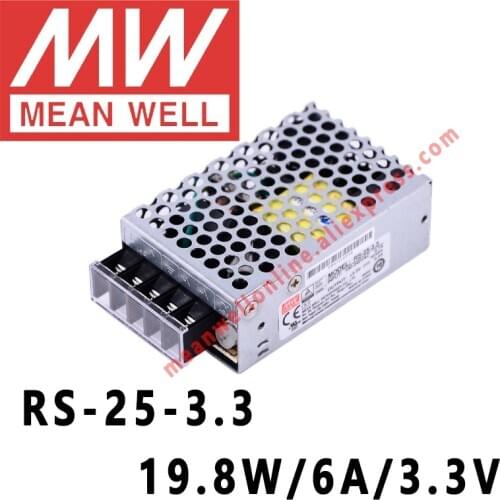 Mean Well RS-25-3.3 AC/DC 19.8W/6A/3.3V Single Output Switching Power Supply meanwell online store