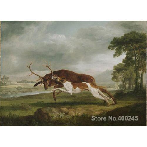 Classic Landscapes oil Painting for Living room Hound Coursing a Stag by George Stubbs Animal arts Hand painted High quality