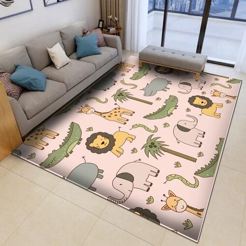 Top Sale Cartoons Rug Childrens Flannel Carpet Animal Lions Game Learn For Baby Play In Rectangular Room The Childrens Carpet