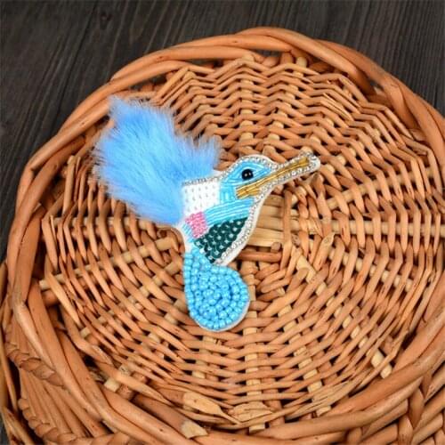 Maxsin 1 Pcs High Quality Handmade Beaded Rhinestone Sticker Sequined Bird Patch DIY Clothing Applique Decoration Accessories