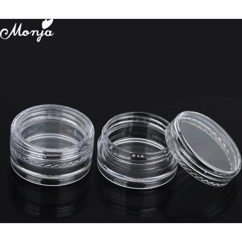 Monja 5 Pcs/Set Transparent Nail Art Plastic Empty Box Bead Rhinestone Sequins Powder Nail Decoration Storage Case Manicure Tool