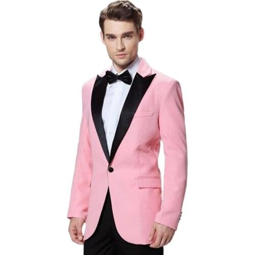 Peak Lapel Pink Mens Evening Dress Toast Suits Groom Tuxedos Wedding Blazer Coat Trousers Set (Jacket+Pants+Tie) NO:216