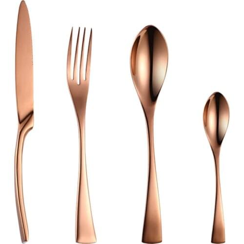 Dinnerware Set Stainless Steel Cutlery Set Mirror Silverware Knife Fork Spoon Tableware Flatware Set Dishwasher Set of 4pcs
