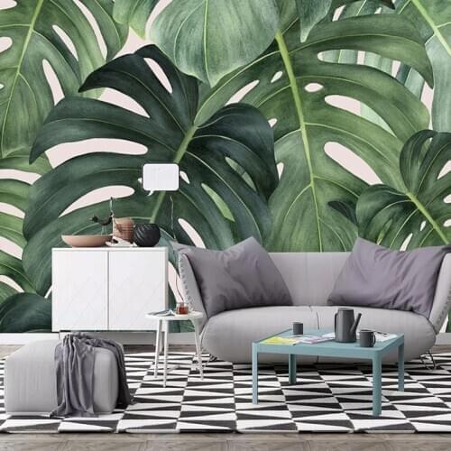 Custom Mural Wallpaper For Walls 3D Hand Painted Green Leaf Living Room Bedroom Sofa TV Background Wall Papers Home Decor Modern