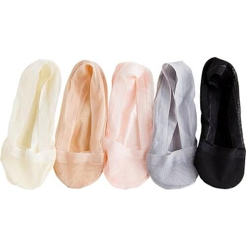 Womens Spring and Summer New Ultra Thin Grid Lace Breathable Socks Whole circle of non-slip silicone full cotton socks 583