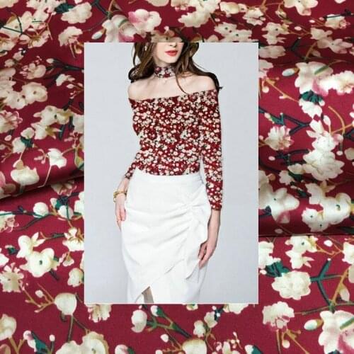 New small floral digital printing heavy silk stretch satin natural mulberry silk haute couture textile cheongsam dress fabric