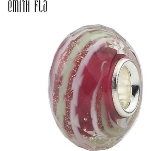 925 Sterling Silver Red Faceted Murano Glass Bead Charms Fit For European Original Bracelet & Necklace DIY Jewelry Makings