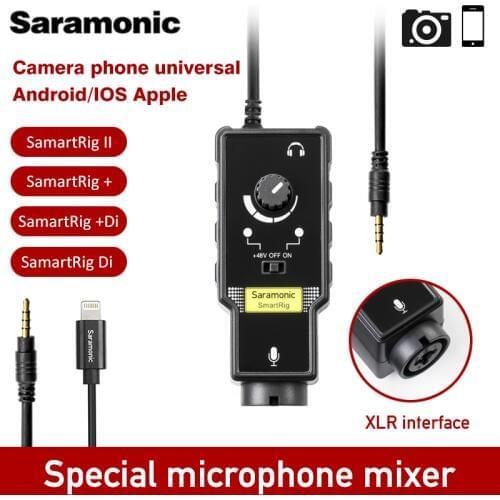 Saramonic Smartrig XLR Microphone Preamplifier Audio Adapter Mixer Compatible with smartphones Guita for DSLR Camera iPhone 7s 6
