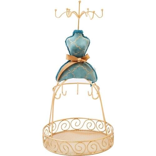 Retro Personality Peacock Blue Bronzing Bracelet Necklace Jewelry Storage Display Rack Wedding Gift Window Display