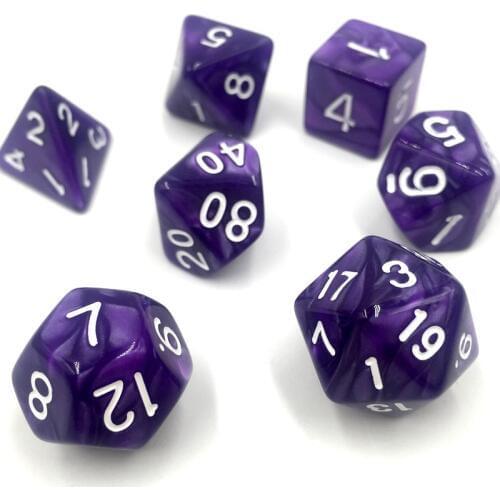 Rollooo Dice Pearl RPG Dice 7 Pieces D4 D6 D8 D10 D% D12 D20