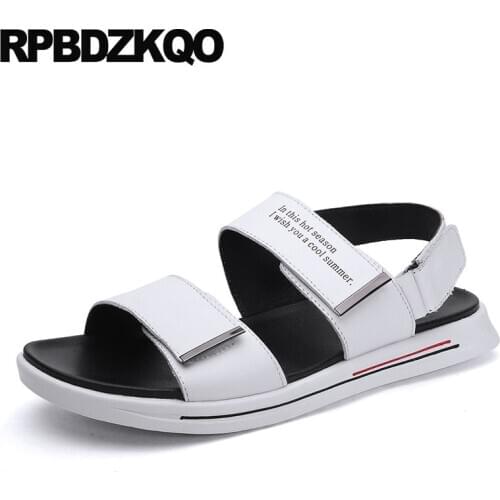 Outdoor designer shoes men high quality italian leather strap white summer breathable 2019 luxury native open toe sandals black