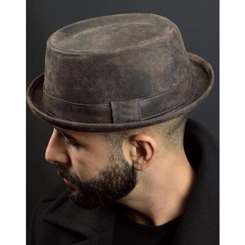 Men Flat Pork Pie Hat Fedora Hat Gentleman For Dad Bowler Church Jazz Sun Hat Big 4Size S M L XL