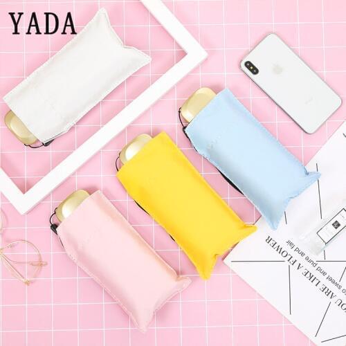 YADA Folding Light Mini Pocket Umbrella Parasol Rainy UV Five Umbrella For Women Men Anti-UV Black Coating Umbrellas Gifts YD106