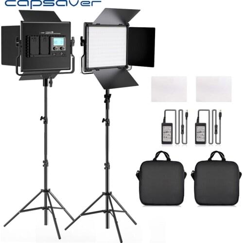Capsaver L4500K 2 Sets Photographic Lighting LED Video Light Bi-color Dimmable Studio Lamp with Tripod Stand for Youtube Shoot