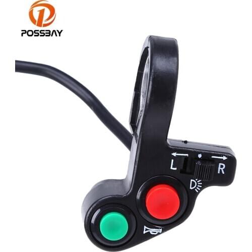 POSSBAY 7/8'' 22mm Universal Motorcycle Handlebar Switches Electric Bike Lights Turn Signal&Horn Switch ON/OFF Button Switches
