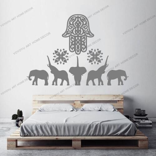 Elephant Ganesha Hindu Yoga Wall Decals Hamsa Fatima Hand Style Vinyl Sticker Decor Living Room Bedroom Decal Art Mural CX648