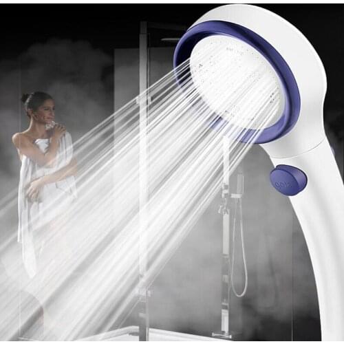 Water Saving Shower head Water Stop Button ABS High Power Pressure Massage Jet