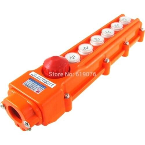 Up Down Hoist Pushbutton Switch Rain Proof w Emergency Stop 250V 5A 500V 2A