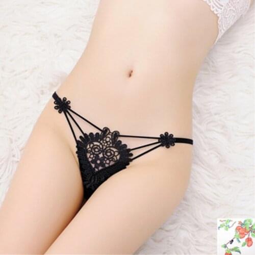 Embroidery Floral Hollow Out Sexy Women Thong Low Waist Transparent Underwear Panties Fashion Female Lingerie Briefs G-String