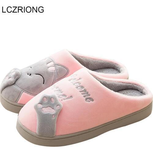 Women Warm Home Slippers Warm Cat Cartoon 12 Colors Slipper Woman Winter Plus Indoor Shoes Faux Fur Slippers Lovely House Shoes