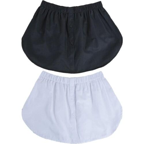 Winter Layering A-Line False Hem Split Front Button Fake Top Lower Sweep Mini Skirt Half-Length Solid Color High Waist Detachabl