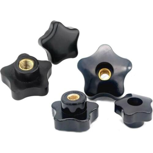 1Pcs M5 M6 M8 M10 Black Five Star Plum Bakelite Thumb Nuts Torx Hand Grip Twist Knob Nut