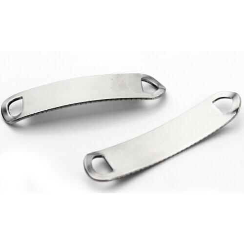 10pcs/lot 10x45mm Silver Stainless Steel Oval Bent Blank Stamping Connector Bar for Handmade Bracelets Jewelry Making