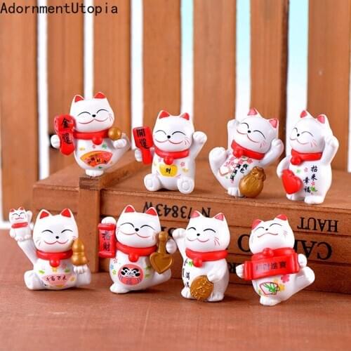 15PCS PVC Mini Cute Cat Decoration Cake Birthday Gift Car Decoration Fortune Cat for Home Car Hotel Restaurant Decor Craft