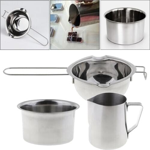 3x Metal Wax Melting Pot Double Boiler 600ml Pitcher DIY Candle Soap Making Tool