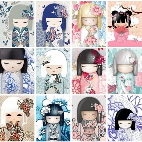 5D Japanese Girl Cartoon Diamond Art Painting Full Drill Square Round Rhinestone Mosaic Cross Stitch Kit Home Decor