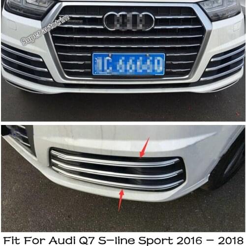 For Audi Q7 S-line Sport 2016 - 2018 Front Fog Lights Lamp Grille Decoration Strip Eyelid Eyebrow Cover Trim 6PCS Accessories