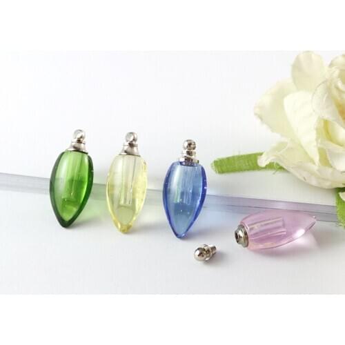 8PCS Tear Drop Crystal vial pendant Mini Perfume Essential oil bottle necklace name on rice art diy wedding gift jewelry