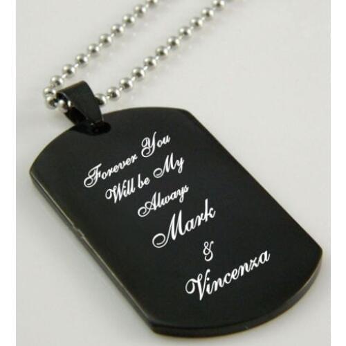 Black color dog tag cheap custom engraving word dog tag high quality custom blank dog tag with carve LOGO