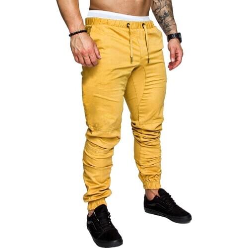 New Cargo Pants Men Solid Color Leisure Rope Elastic Sports Outdoor Sports Pants Mens Joggers Hot Sale