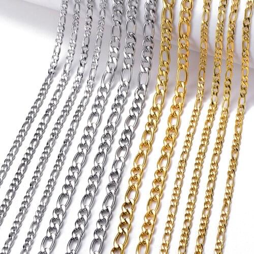 Fashion Stainless Steel New Figaro Necklace Men Women Width 3/3.8/4.5/5/6/7/7.5mm Classic Curb Link Chain Jewelry Gift