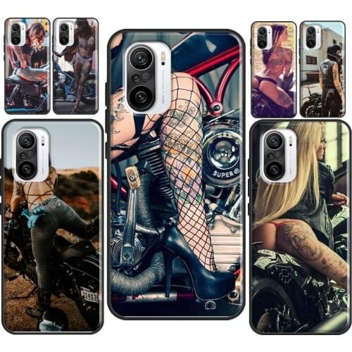 Motorcycle girl Sexy tattoos Cover For Xiaomi Mi Note 10 Lite 9T 10T Pro Mi 11 Ultra Phone Case For POCO X3 Pro F3 M3