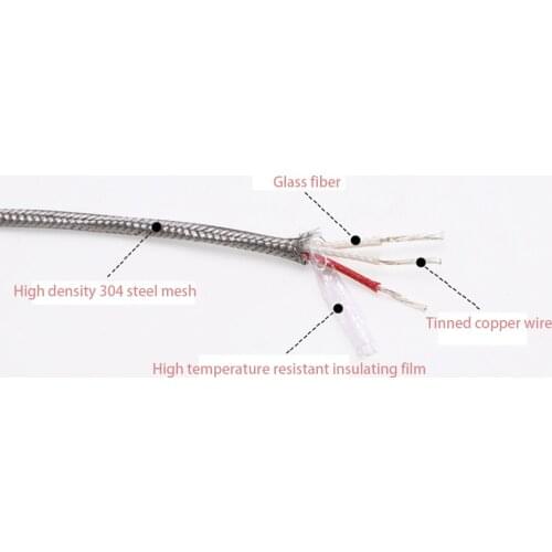 1Meter PT100 Silvered Copper Compensating Wire Fibreglass Shielded Cable 3 x 7 x 0.15mm