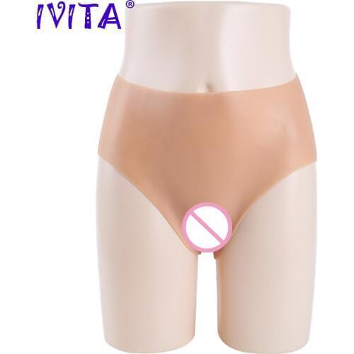 IVITA Artificial Silicone Panties Fake Vagina Buttock Underwear For Crossdresser Transgender Drag Queen Shemale Fashion Gift