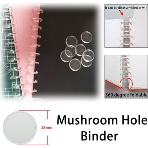 Quality Transparent Plastic Mushroom Hole Binder Discs Notebook Binder Ring Binder DIY Scrapbook Accessories Office Accessories