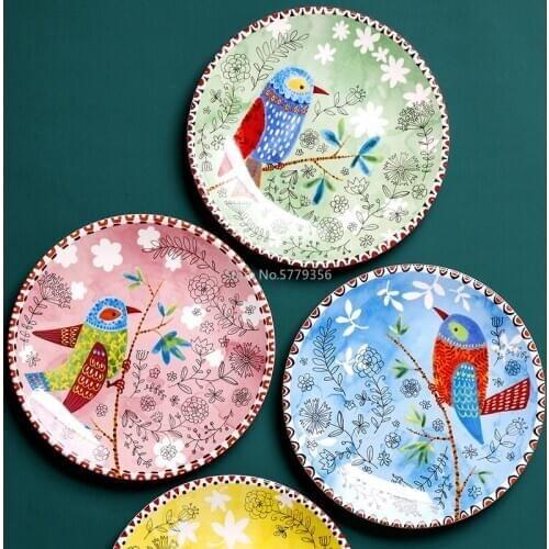 Ceramic Tableware Creative Round Glazed Chinese Color Restaurant Household Japanese Ceramic Dish Fruit Dish