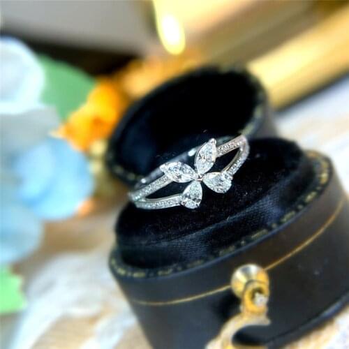 Huitan Crystal Butterfly Rings for Women Stylish Bridal Wedding Party Finger Ring Romantic Accessories Female Statement Jewelry