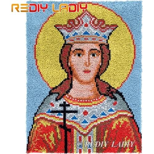 Latch Hook Kits DIY Carpet Rug Our Lady Icon Plush Wall Tapestry Kits Crochet Floor Mat Thick Yarn Cushion Arts & Crafts 61*81cm