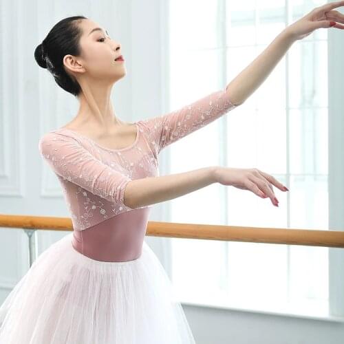 Dance Leotard Adult Gymnastics Leotard Half Sleeve Swimsuit for Dancing Ballerina Flora Leotard U Back Ballet Leotards for Women