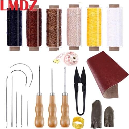 LMDZ 22Pcs Leather Sewing Repair Kit with Flat Waxed Thread Leather Stitching Needles for Beginner Leather Craft DIY Working