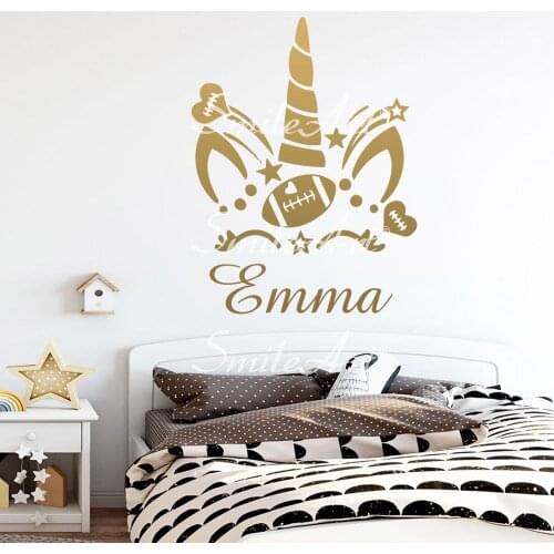Cute Unicorn Custom Name Sticker Removable Wall Stickers Diy Wallpaper For Kids Rooms Decoration Wall Art MURAL